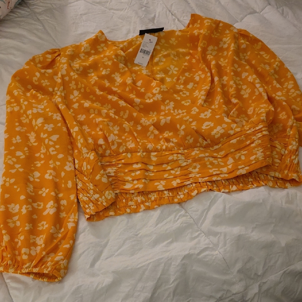 Lane Bryant Yellow Floral Blouse
